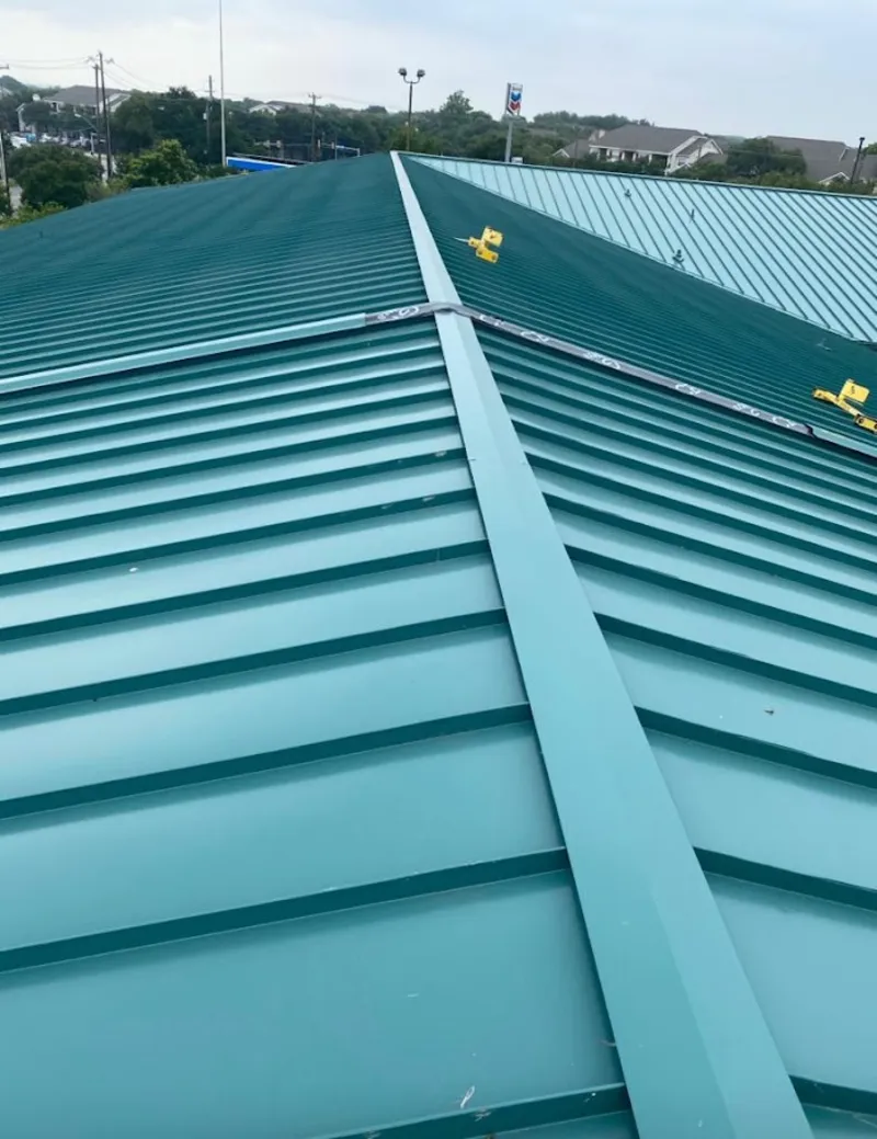 Green commercial metal roof ridge and valley for Metal Roof Repair in Ewa Beach